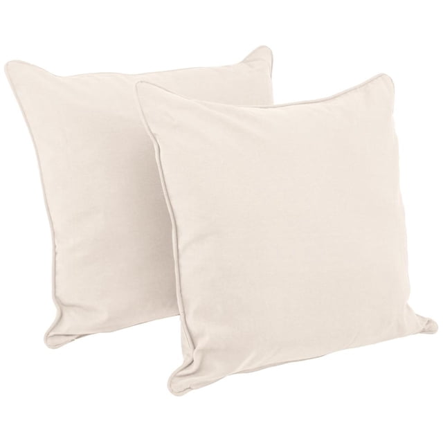 Coussins de Sol Carrés en Sergé Uni à Double Cordon de 25 Pouces avec Bourrures (Ensemble de 2), Naturel
