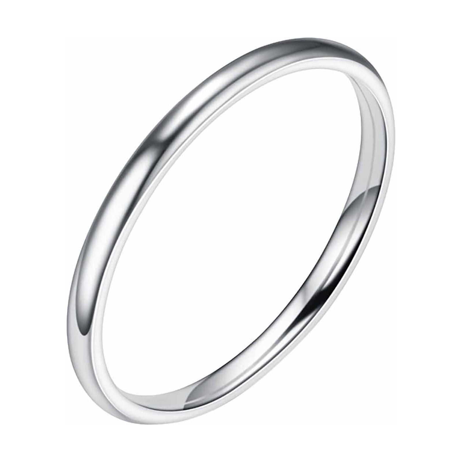 2Mm Stainless Steel Smooth Ring Titanium Steel Couple Ring Jewelry Size 5-12
