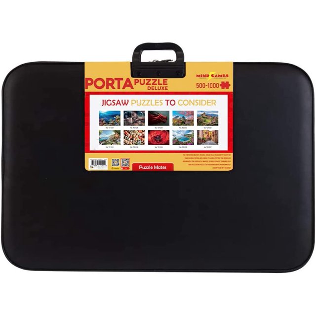 Tradeopia Boîte de Rangement Portable pour Puzzle Noir, jusqu'à 1000 Pièces, avec Plateaux de Tri et Plateau Détachable