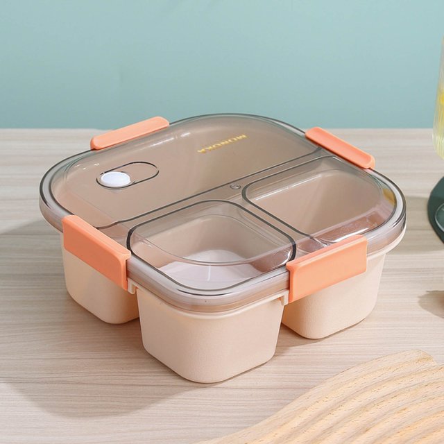 Rbaofujie Kids Bento Bento Lunch Box Lunch Box for Office Workers Microwave Oven Heating Special Bento Box Partition Type with Rice Lunch Box Fresh-Keeping Box Food Grade Food Storage
