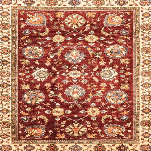 Ahgly Company Tapis d'Intérieur Carrés Abstraits Rouges Orientaux, 4 Pieds Carré