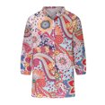 thumbnail image 4 of EQWLJWE Chemises à Manches Longues pour Femmes Liquidation Hauts Amples Col en V Manches 3/4 Motif Imprimé Rétro Cardigan à Boutons devant T-shirt, 4 of 6