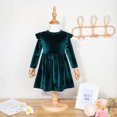 thumbnail image 5 of Infant Toddler Girls Solid Color Single Sided Velvet Lace Long Sleeves Ruched Dress, 5 of 5