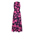 thumbnail image 5 of Pisexur Robes pour Femmes à Col en V Sans Manches Robe Maxi Taille Élastique Robe Évasée à Étages Robe d'Été Mode à Imprimé Floral Robe de Bal d'Été Décontractée Ample Longue Robe Confortable Fluide Robe Portefeuille pour Plage Vacances, 5 of 5