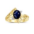 thumbnail image 1 of RYLOS Rings for Women 14K Yellow Gold Greek Key Designer Ring 9X7MM Gemstone & Diamond Ring September Sapphire Jewelry  Size 6, 1 of 7