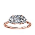 thumbnail image 1 of 1.00 Carat Excellent Princess Cut Real Diamond Latest Design Three Stone Engagement Ring for Ladies Solid 14K Rose Gold Size 7.5, 1 of 8