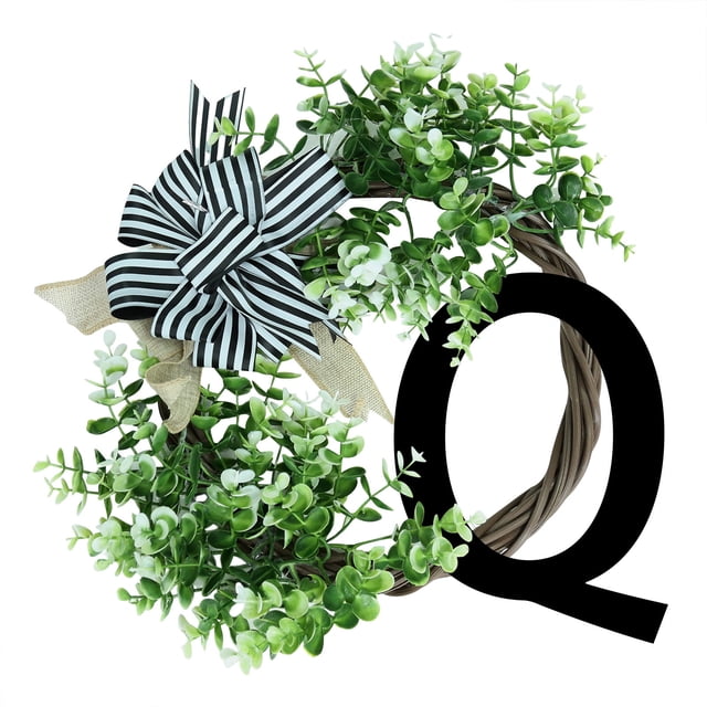 Wreath 1 Unique Last Name Year Round Front Door Wreath With Bow Welcome Sign Garland 26 Letters Farmhouse Wreath For Front Door Spring All Seasons Outside Hanger