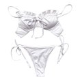 thumbnail image 4 of CEHVOM Women Bandage Steel Bracket Solid Ruffles Bikini Push-Up Padded Swimwear Swimsuit Beachwear Set, 4 of 8