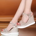 thumbnail image 1 of LSLJS Summer Ladies Shoes Fish Mouth Medium Wedge Heel Metal Buckle Women's Sandals, 1 of 6