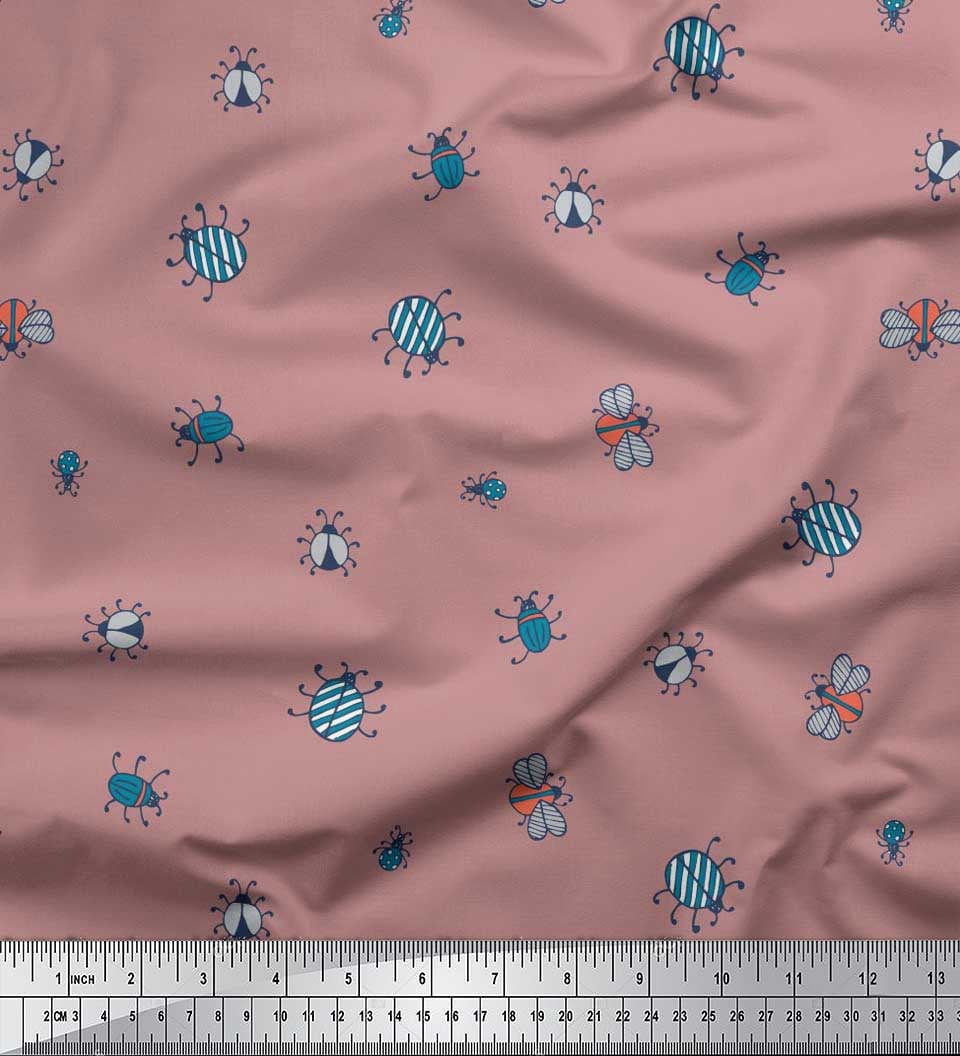 Soimoi Cotton Cambric Fabric Moth & Light Bug Insects Printed Craft Fabric by The Yard 42 Inch Wide