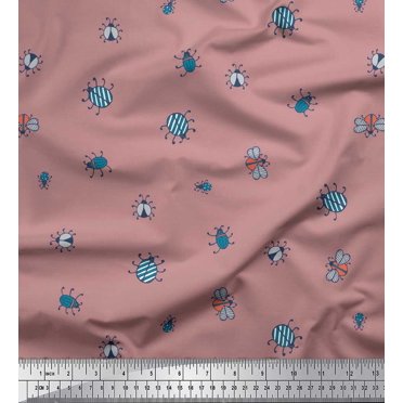 Soimoi Satin Silk Fabric Moth & Light Bug Insects Printed Craft Fabric by The Yard 42 Inch Wide