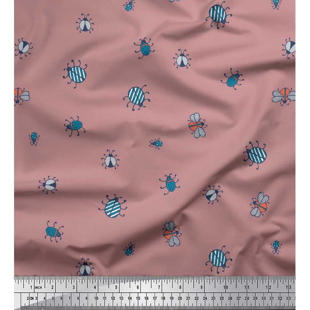 Soimoi Polyester Crepe Fabric Moth & Light Bug Insects Decor Fabric Printed Yard 42 Inch Wide