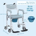 thumbnail image 2 of HOMCOM Chaise de Douche Roulante, Chaise de Chevet avec Roues, Dossier, Accoudoirs, Repose-Pieds Rabattables pour Aînés, Personnes Handicapées, Gris, 2 of 7