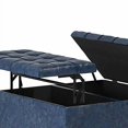 thumbnail image 5 of SIMPLIHOME Harrison Pouf de Rangement Carré de 36 Pouces de Large pour Table Basse avec Dessus Relevable, Tabouret Repose-Pieds Cocktail en Similicuir Bleu Capitonné Rembourré pour le Salon, Traditionnel, 5 of 5