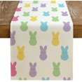 thumbnail image 1 of Easter Table Runner 13 x 48 Inch, Colorful Bunny Decorative Rustic Holiday Spring Table Decoration for Kitchen Dinning, Indoor Outdoor Dinner Party Décor GT086-48, 1 of 5