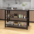 thumbnail image 2 of Costway 36" Tall 3-Tier Bar Table with Storage Metal Frame Adjustable Foot Pads Grey, 2 of 10