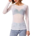 thumbnail image 4 of Pompotops Women See-Through Long Sleeve Seamless Arm Shaper Top Mesh Shirt Blouse, 4 of 6