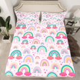 thumbnail image 2 of Erosebridal Colorful Rainbow Sheet Set King, Cute Love Heart Bedding Sets King Size, Princess Decor 4pcs, 2 of 7
