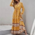 thumbnail image 2 of Robe Femme Mode Confortable Hiver Décontractée à Imprimé Floral à Manches Longues à Col en V, 2 of 9