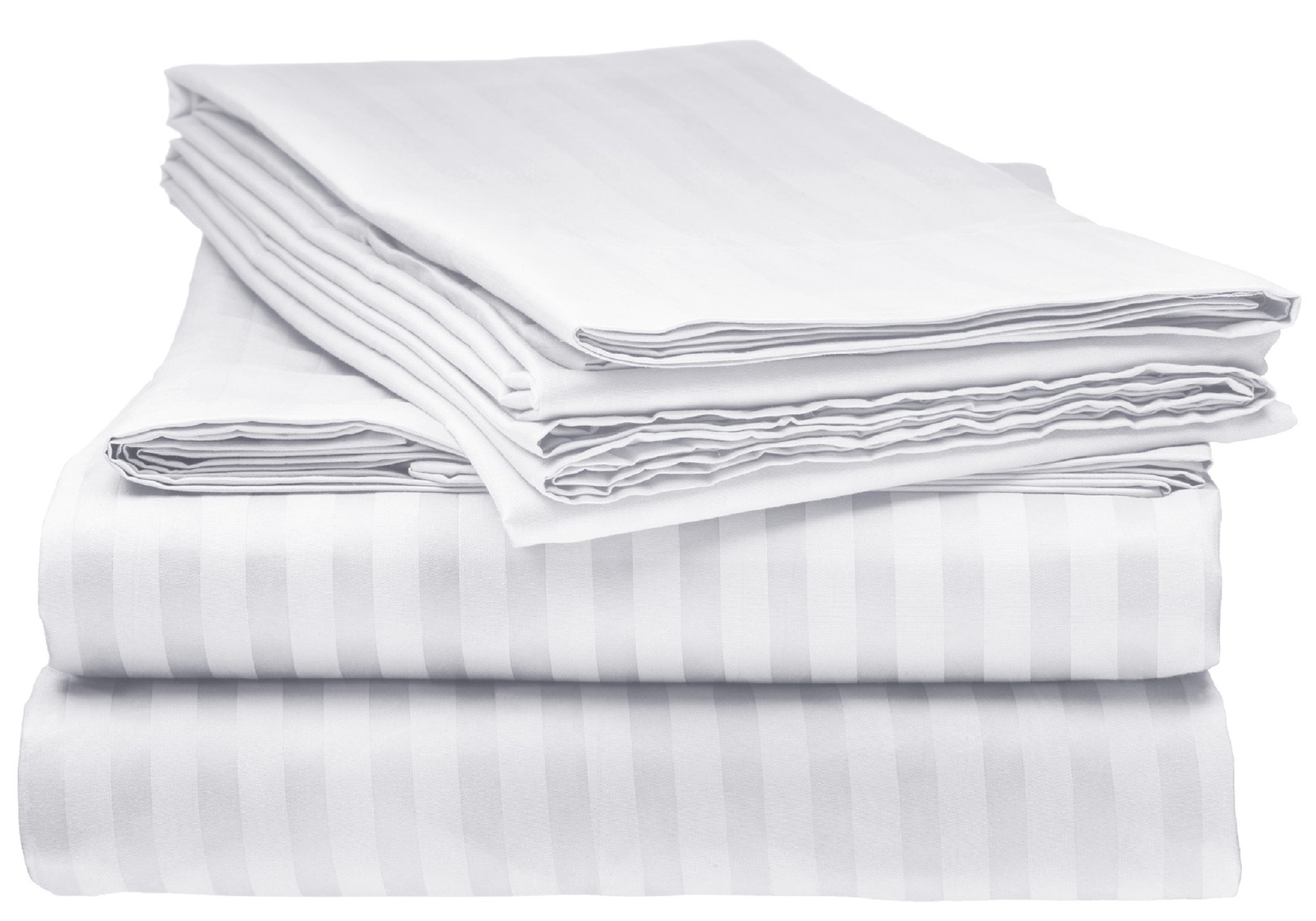 ELAINE KAREN 1800 Series - Soft Brushed Microfiber - Striped QUEEN Bed Sheet Set, White
