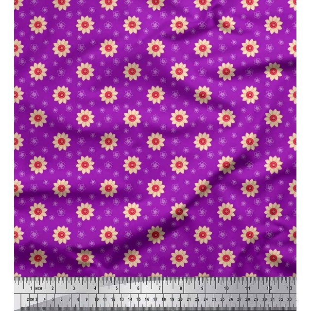 Soimoi Rayon Fabric Artistic Floral Print Fabric by the Yard 42 Inch Wide