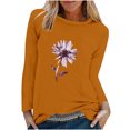 thumbnail image 2 of EQWLJWE Chandails à Manches Longues pour Femmes T-Shirt d'Été Mode T-Shirt de Printemps pour Femmes à Manches Longues Imprimé Col Rond T-Shirt Décontracté Hauts Vêtements d'Automne pour Femmes, 2 of 6