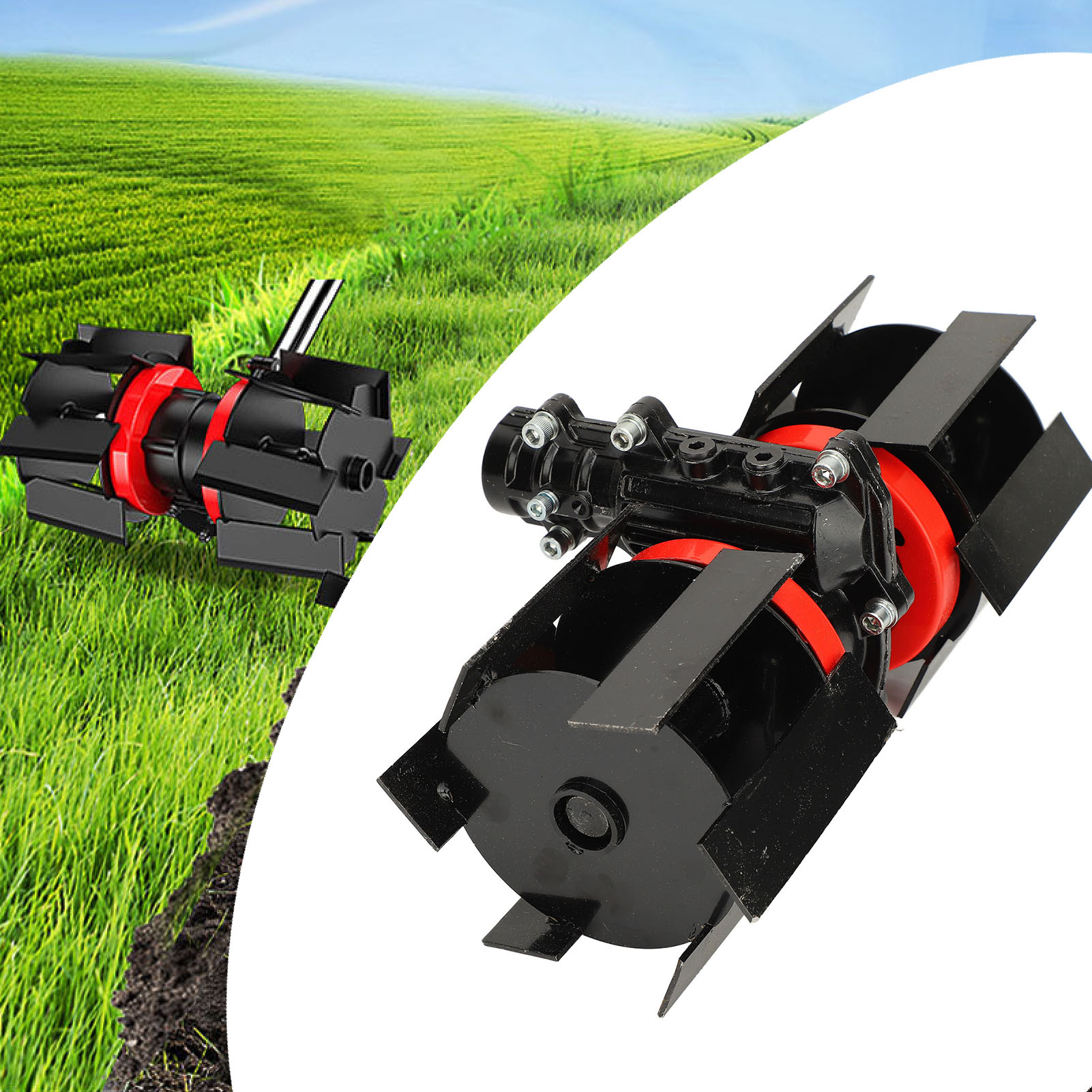 Weeding Wheel, 9 Teeth Straight Blade 14cm Deep Plowing Wheel  for Lawnmower
