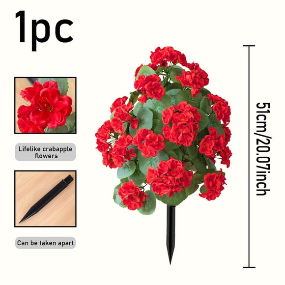 Kadlawus Crabapple Flower Floor Decoration for Garden, Silk Fabric and Plastic Begonia Ground Planting, Realistic Potted Plant Decor for Courtyard, Lawn, Patio