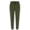 thumbnail image 4 of Men Casual Pants Elastic Waist Drawstring Solid Color Textured Trousers Lightweight Daily Long Pant with Pockets Army Green XXXL, 4 of 5