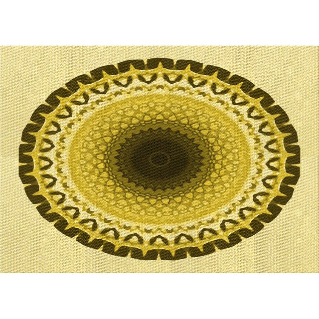 Ahgly Company Tapis Rectangulaire Lavable en Machine Intérieur Transitionnel Jaune Foncé Vert, 5 Pieds x 7 Pieds