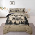 thumbnail image 1 of Erosebridal Happy Camping Bedding Twin Comforter Set, Camper RV Car Duvet Insert, Beige Black, Reversible 2-Piece, 1 of 7