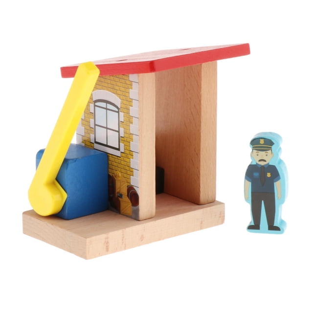Wooden Train Accessory Set Includes , Station, Bus Station And Railroad for , And All Major Brands Trains