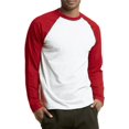 thumbnail image 4 of SLM T-Shirt Raglan de Baseball en Coton à Manches Longues pour Homme - Blanc/rouge - 3TG, 4 of 4