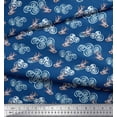 thumbnail image 2 of Soimoi Poly Georgette Fabric Clouds & Bullfinch Bird Decor Fabric Printed Yard 52 Inch Wide, 2 of 3