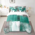 thumbnail image 2 of YST 7-Piece Queen Comforter Set, Light Green White Grey Gradient Aesthetic, Modern Abstract Design, Queen, 2 of 4