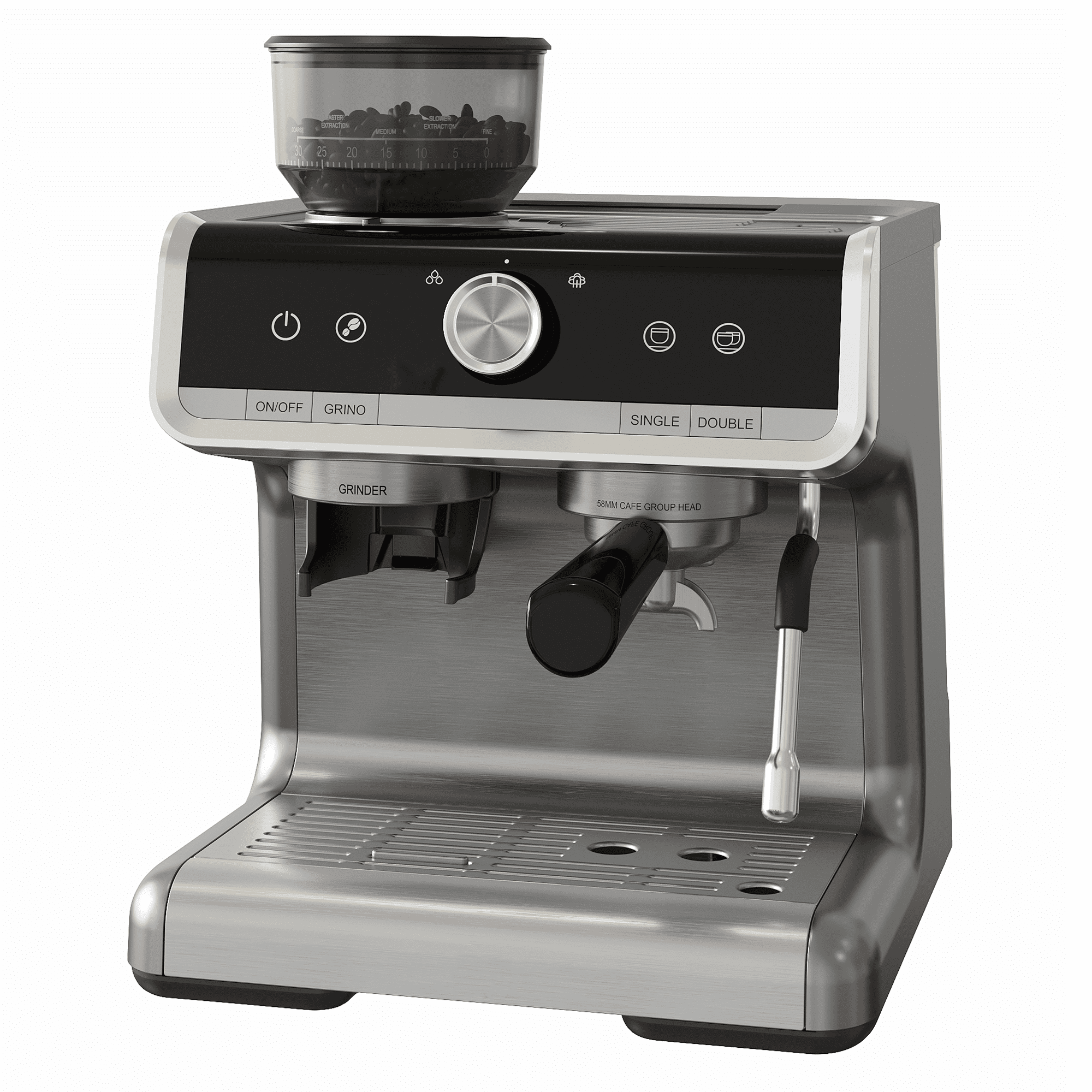 Espresso Machine with Grinder and Milk Frother, 20 Bar 3-in-1 Coffee Maker, 95oz Water Tank, Built-in Burr Grinder & Steam Wand for Cappuccino, Latte