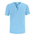 thumbnail image 4 of BEFOKA Mens Summer Short Sleeve Tops,Summer Tops Clearance,Man Leisure Button Solid Color Ventilation Short Sleeve Round Neck Top, 4 of 5