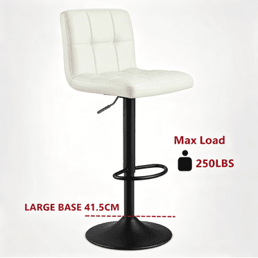 PU Leather Swivel Barstools with Large 41.5cm Base, Height Adjustable Counter Bar Stools Kitchen Pub Dining Chair with Backrest and Footrest