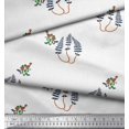 thumbnail image 3 of Soimoi Poly Georgette Fabric Leaves,Bird & Floral Block Decor Fabric Printed Yard 42 Inch Wide, 3 of 3