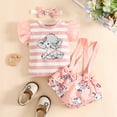 thumbnail image 3 of Birdeem 1-18M Infant Toddler Baby Girl Ruffled Print Top with Straps Shorts and Headband Set, 3 of 9