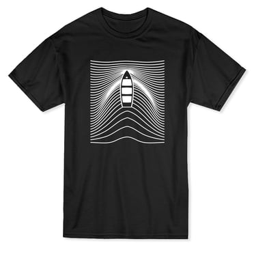 T-shirt Noir pour Homme à Motif de Vagues de Bateau Dingy