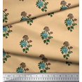 thumbnail image 3 of Soimoi Velvet Fabric Leaves & Floral Block Print Fabric by Yard 58 Inch Wide, 3 of 3