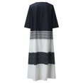 thumbnail image 5 of B91xZ Women Plus Size Maxi Dress Deep V Neck Ruffle Short Sleeve Solid Color Mini Dress,Navy XL, 5 of 5