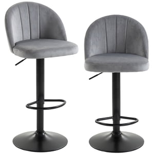 HOMCOM Bar Stools Set of 2, Swivel Counter Height Barstools, Grey