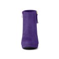 thumbnail image 2 of Unique Bargains Women's Side Zip Low Platform Chunky Heel Ankle Booties Purple (Size 9.5), 2 of 8