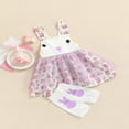 thumbnail image 4 of Robe de Pâques pour Bébé Fille, Nourrisson et Tout-Petit, Imprimé Floral Bunny Tutu, Robes de Fête, Violet, 2-3 Ans, 4 of 9