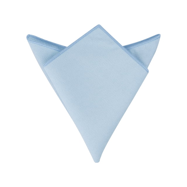 INSPIRE CHIC Men's Cotton Handkerchiefs Solid Color Pocket Square for Men in light blue, featuring a solid color design with a matching hem. Made from cotton, it measures 23cm x 23cm (9.1 inches x 9.1 inches). The pocket square is shown folded in a one-point style, ideal for business or casual events.