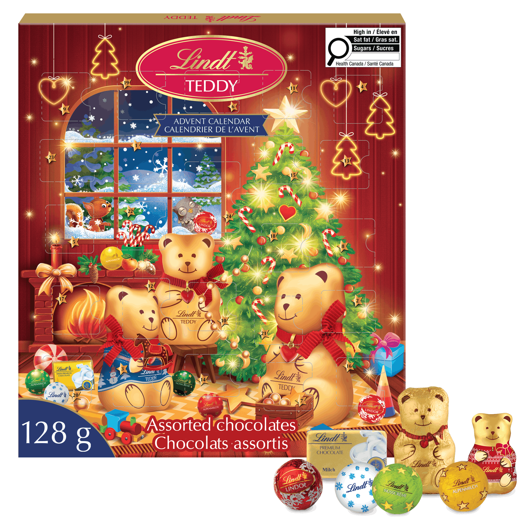 Lindt TEDDY Assorted Milk Chocolate Advent Calendar, 128 Grams
