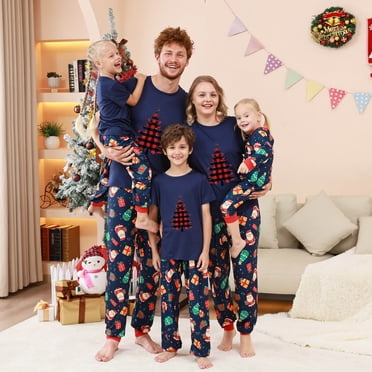 Styesk Tenues Assorties pour la Famille Pyjamas de Noël Ensemble Doux Chandail à Manches Longues Bas Pantalon de Pyjama Tenue de Nuit des Fêtes Tenues Xmas Carreaux Ensembles de Pjs pour Femmes Hommes