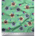 thumbnail image 1 of Soimoi Green Poly Georgette Fabric Leaves & Flower Floral Print Fabric by the Yard 42 Inch Wide, 1 of 3